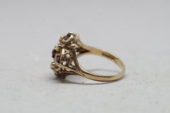 Intricate Victorian 9k Gold, Gemstone and Pearl Ring