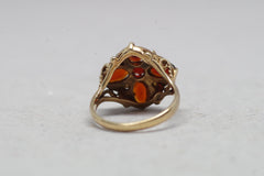 Intricate Victorian 9k Gold, Gemstone and Pearl Ring