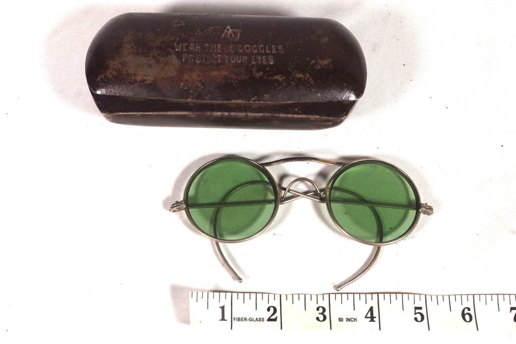 green tinted goggles Vintage American Optical Green Tinted Safety Goggles
