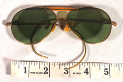 Vintage Green-Tinted Golden Aviator Sunglasses