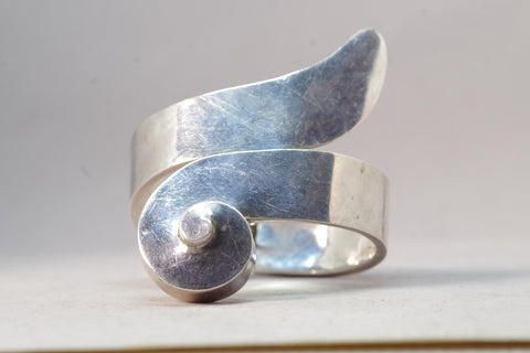 Spiraling Hinged Taxco Sterling Silver Bracelet