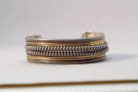 Tahe Navajo 12Kt Gold and Sterling Silver Cuff Bracelet