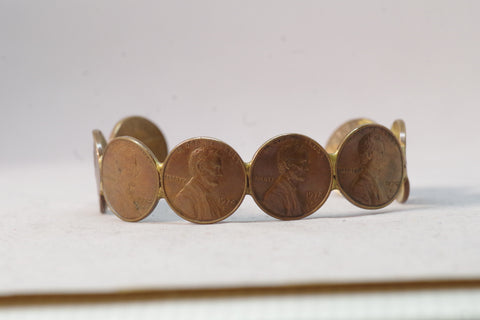 1974 Copper Penny Cuff Bracelet
