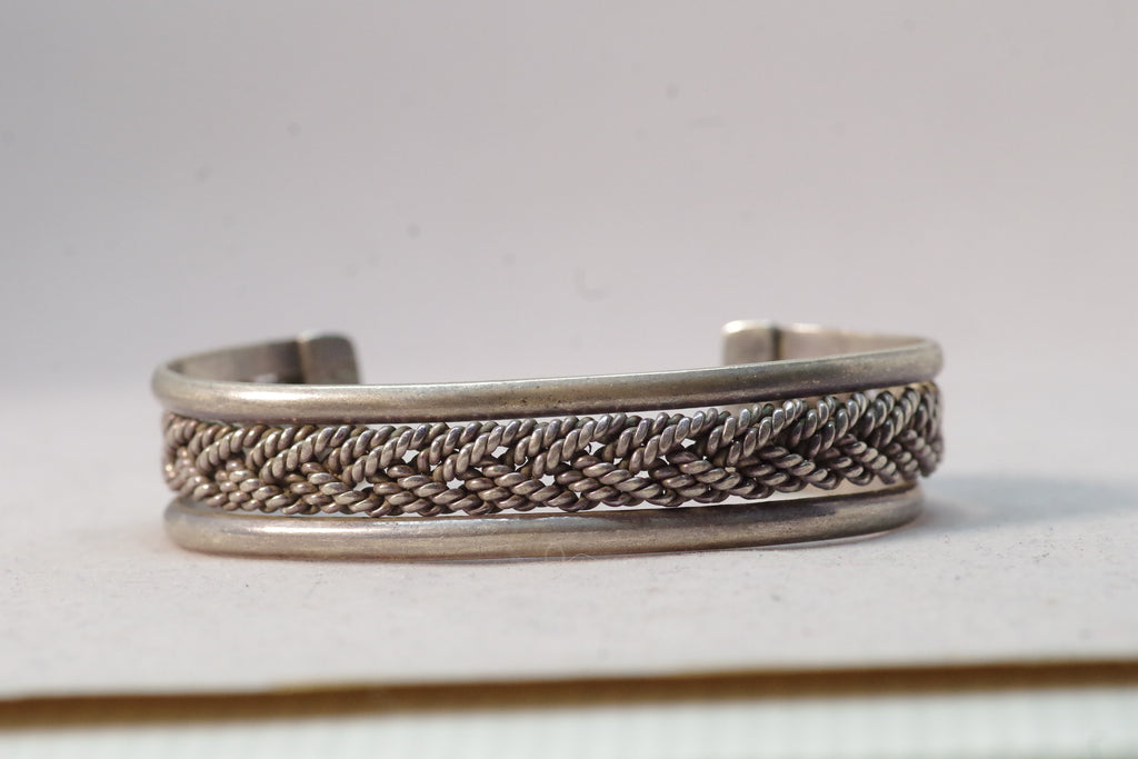 Stunning Braided Taxco Sterling Silver Cuff Bracelet