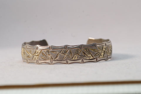 Sterling Silver Bamboo Patterned Cuff Bracelet