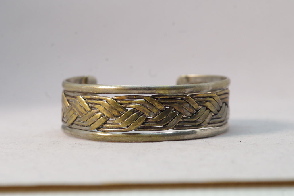Chunky Geometric Braided Sterling Silver Cuff Bracelet