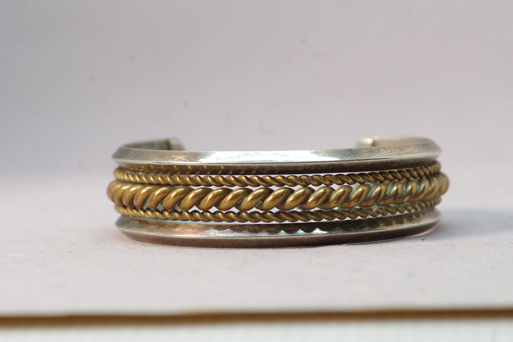 Braided Sterling Silver and Copper Cuff Bracelet