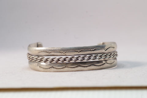 Braided Native American Silver Cuff Bracelet