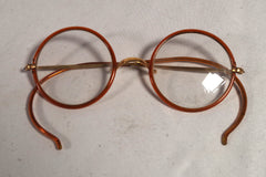 Antique Windsor Brown and Golden Round Glasses