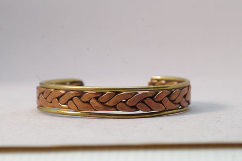 Shiny Braided Copper and Brass Cuff Bracelet
