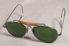 Vintage Japanese Green-Tinted Aviator Sunglasses