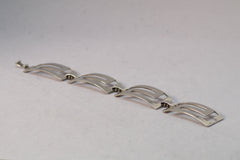 Aztec Patterned Mexican Sterling Silver Clasp Bracelet