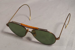 Vintage Green-Tinted Golden Aviator Sunglasses
