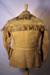 Stylish Vintage Fringed Leather Jacket - Size 35 (Small)