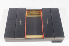 Vintage Black Leather Jewelry Box and Valet Tray