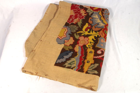 Spectacular Vintage Floral Cross Stitch Seat Cover/Tapestry