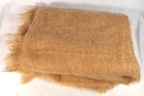 Luxuriously Soft Tan Scottish Mohair-Wool Blanket
