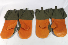 1951 Military Leather and Canvas Trigger Finger Mittens - Sz M