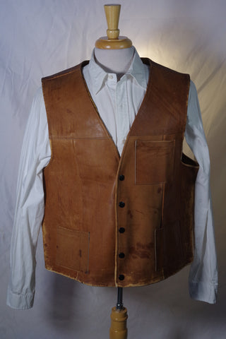 Vintage Jo-O-Kay Snap Button Leather Vest - Size 44