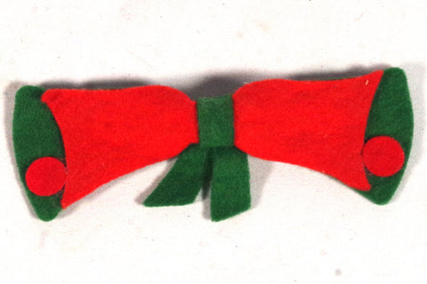 Festive Red and Green Felt Clip-On Bow Tie