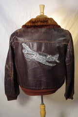 One-of-a-Kind Vintage Flight Jacket with Studded Airplane Logo - Size 48 (XL)
