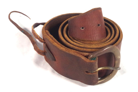 Thick Vintage Mahogany Leather Belt - Size 41
