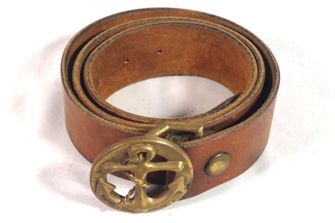 Vintage Nautical Leather Belt - Size 38