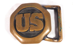 1970s Brass Octagonal US Belt Buckle