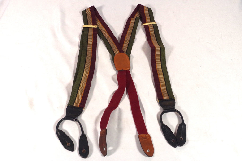 Cole Haan Maroon and Green Suspenders