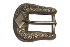 Intricate Floral Silver Belt Buckle