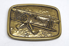 Vintage Biplane Brass Belt Buckle