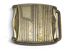 Art Deco Square Scroll Silver Plate Belt Buckle