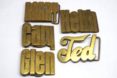 1970s Brass Name Belt Buckles