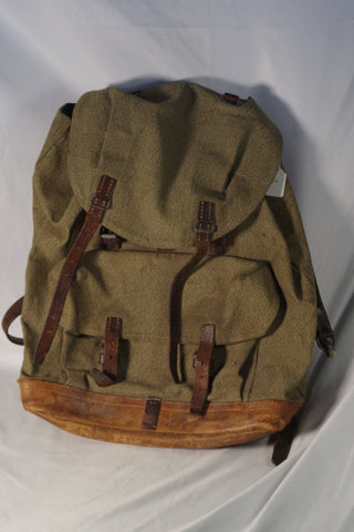 Incredible Vintage Swiss Canvas and Leather Backpack
