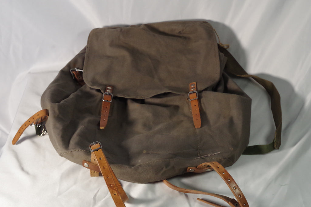 Practical Vintage Canvas and Leather Military Backpack