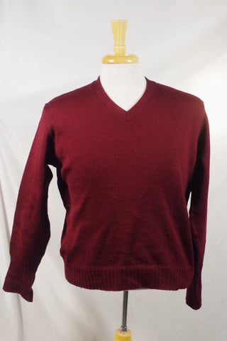 Heavy-Duty Vintage Maroon Wool Sweater - Sz ~44