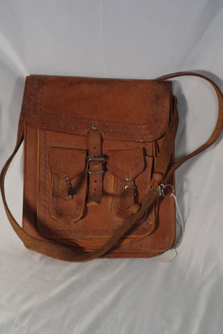 Tooled Vintage Pocketed Leather Satchel