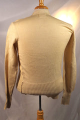 Vintage Eggshell Letterman Wool Sweater - Sz ~40