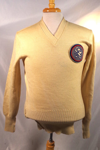 Vintage Eggshell Letterman Wool Sweater - Sz ~40