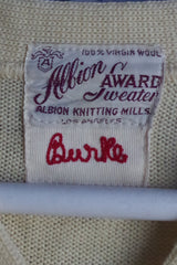 Vintage Eggshell Letterman Wool Sweater - Sz ~40
