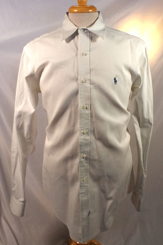 Sleek Ralph Lauren White Oxford Dress Shirt - Sz L