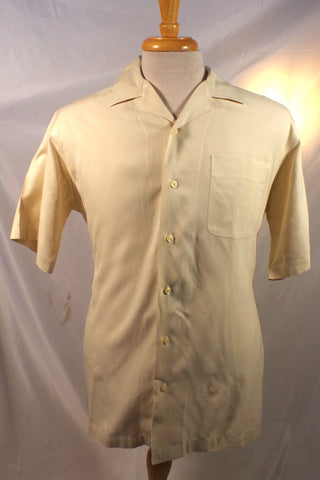 Ralph Lauren Polo Caldwell Eggshell Silk-Cotton Short-Sleeved Shirt - Sz L
