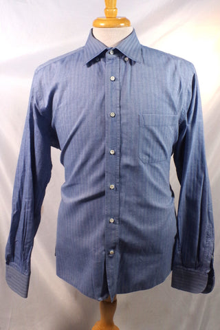 Luciano Barbera Striped Blue Oxford Dress Shirt - Sz XL