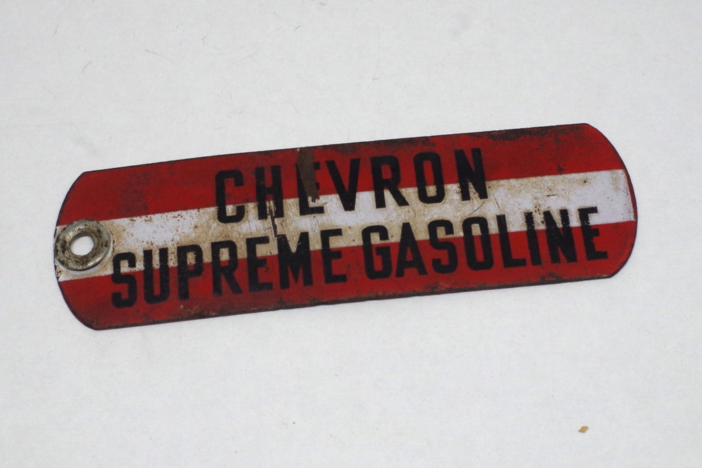 Vintage Chevron Supreme Gasoline Sign Tag