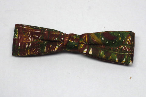 Vintage Beau Clip Leafy Green and Brown Bow Tie