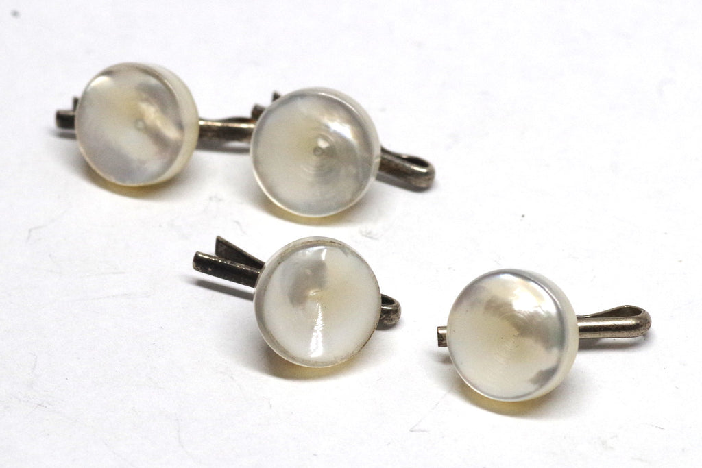 Gorgeous Vintage Set of Four Mother of Pearl Clip-Back Shirt Studs