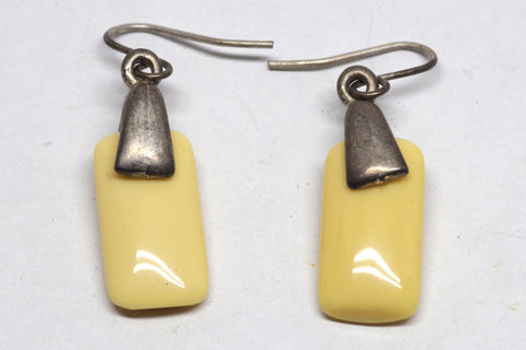 Lovely Rectangular Silver and Enamel Dangling Earrings