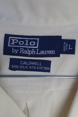 Ralph Lauren Polo Caldwell Eggshell Silk-Cotton Short-Sleeved Shirt - Sz L