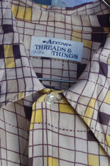 Snazzy Arrow Checkered Rayon Short-Sleeved Shirt - Sz 17-17.5