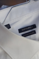 Smooth Suitsupply White Cotton Two-Ply Oxford Dress Shirt - Sz 16.5-42